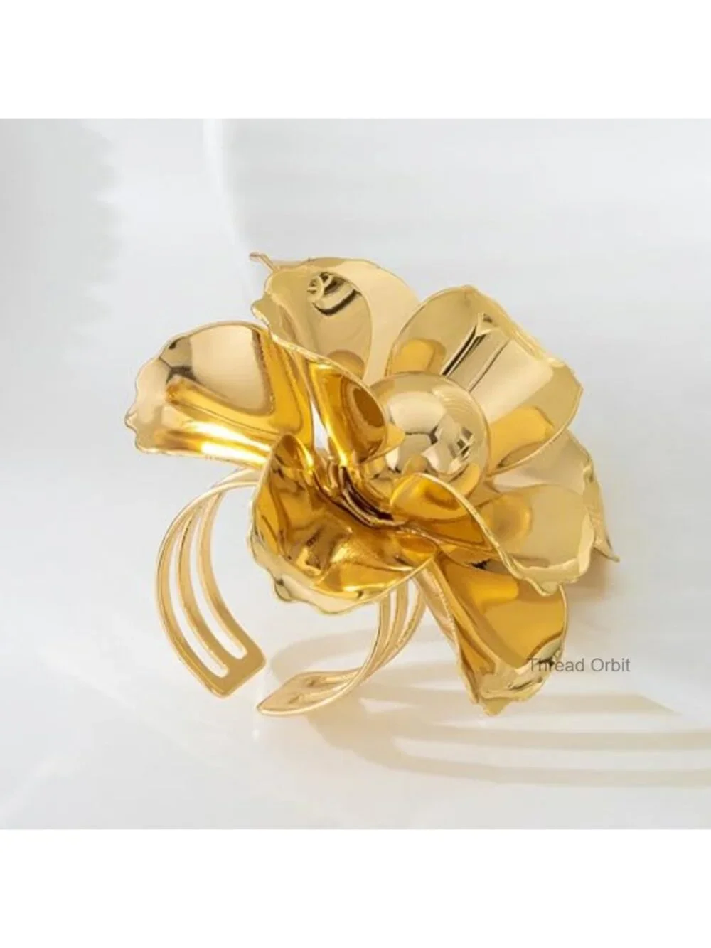 Adjustable Open Chunky Flower Statement Ring Non Tarnish Alloy